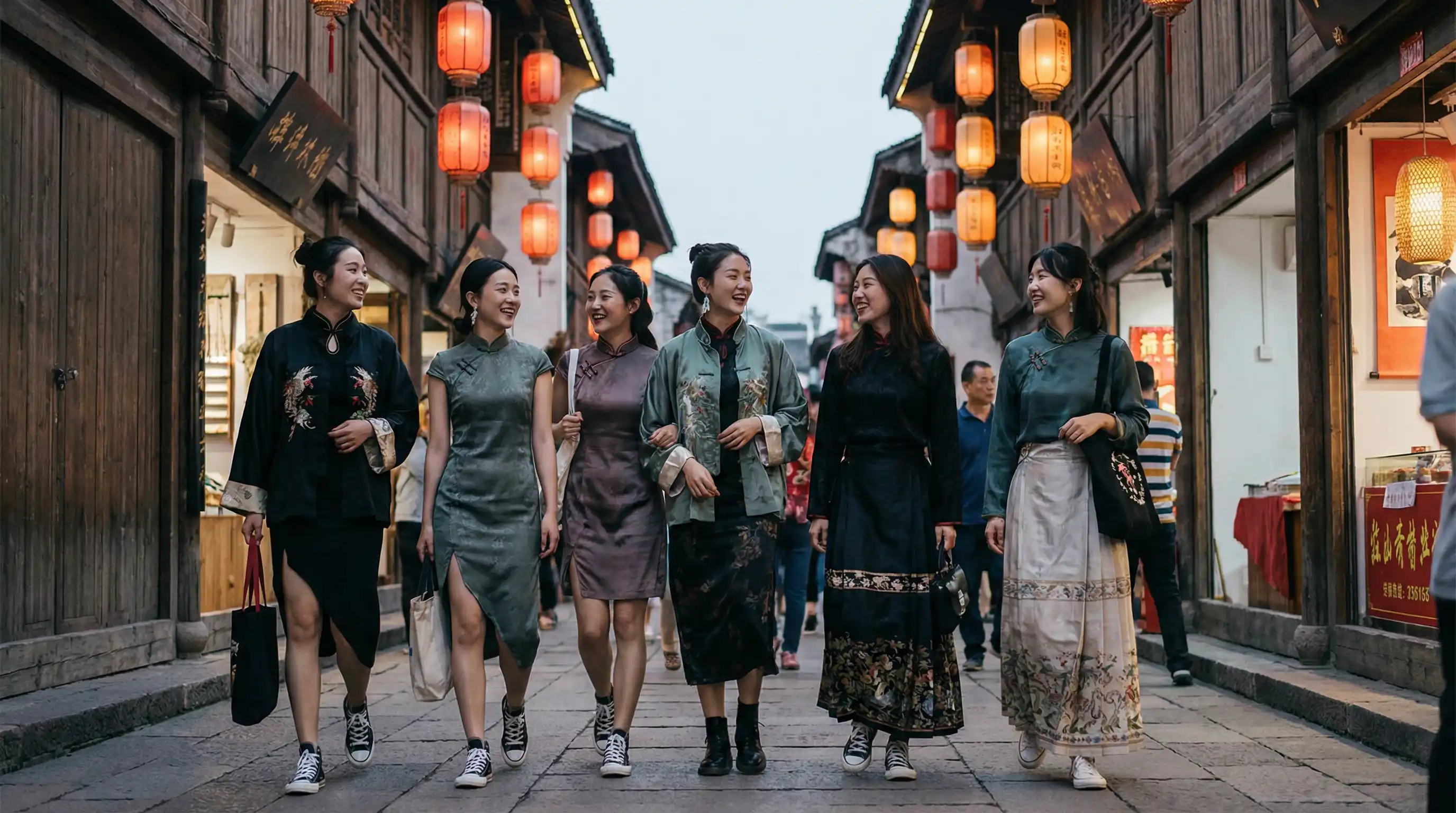网上聊天软件 新中式时尚穿搭街拍